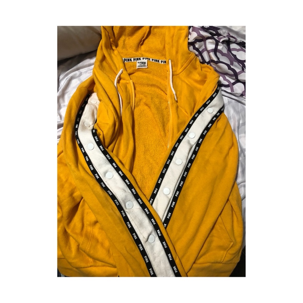 Yellow PINK zip up jacket hoodie